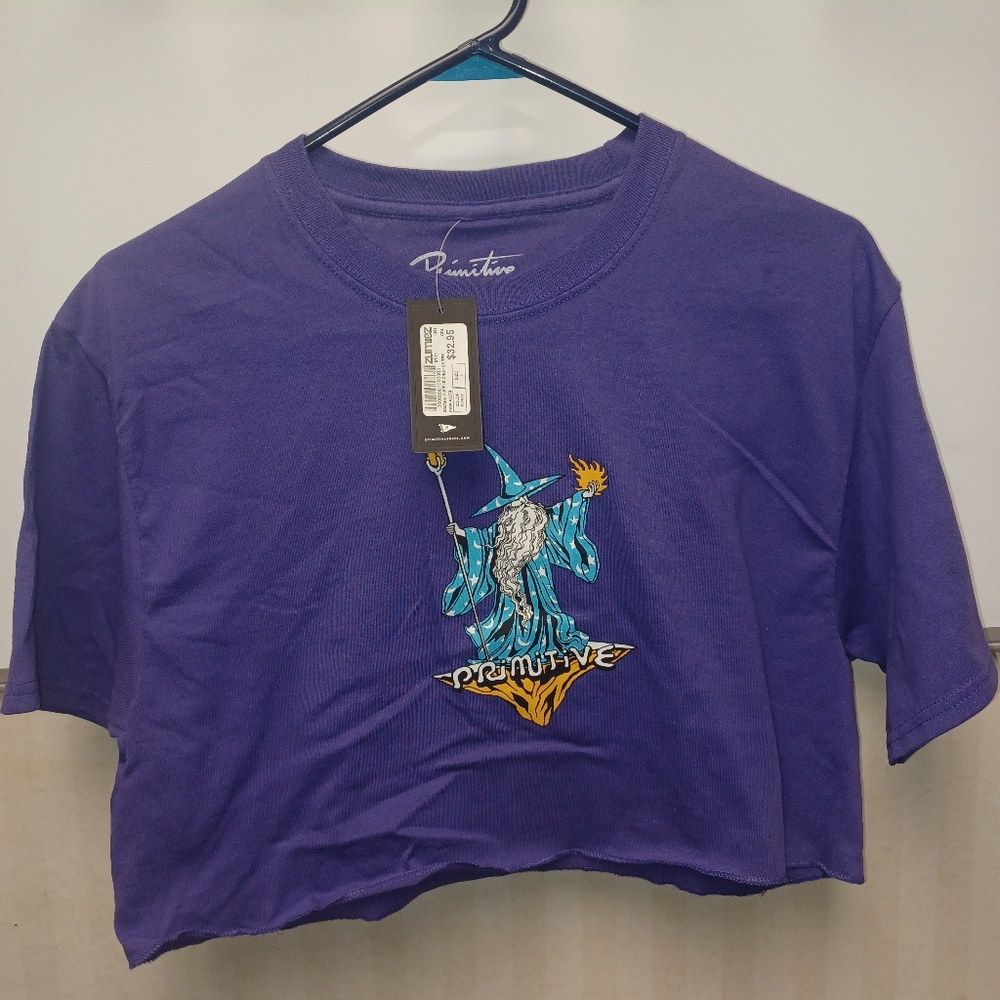 Primitive Skateboarding  Womens Large Purple Wizard Crop Top Tee